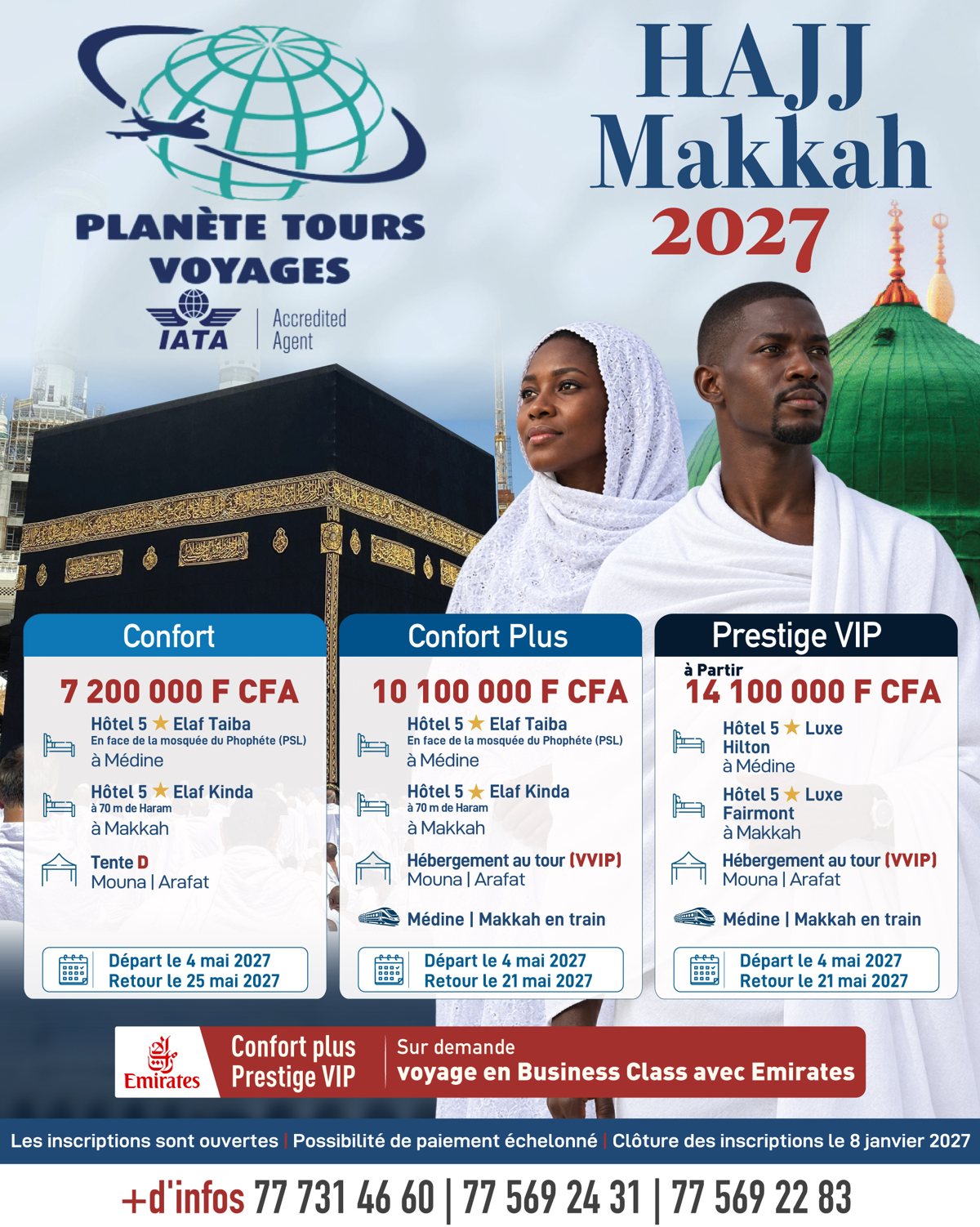 Hajj 2027 – Confort, Confort Plus et Prestige VIP – Planète Tours Voyages